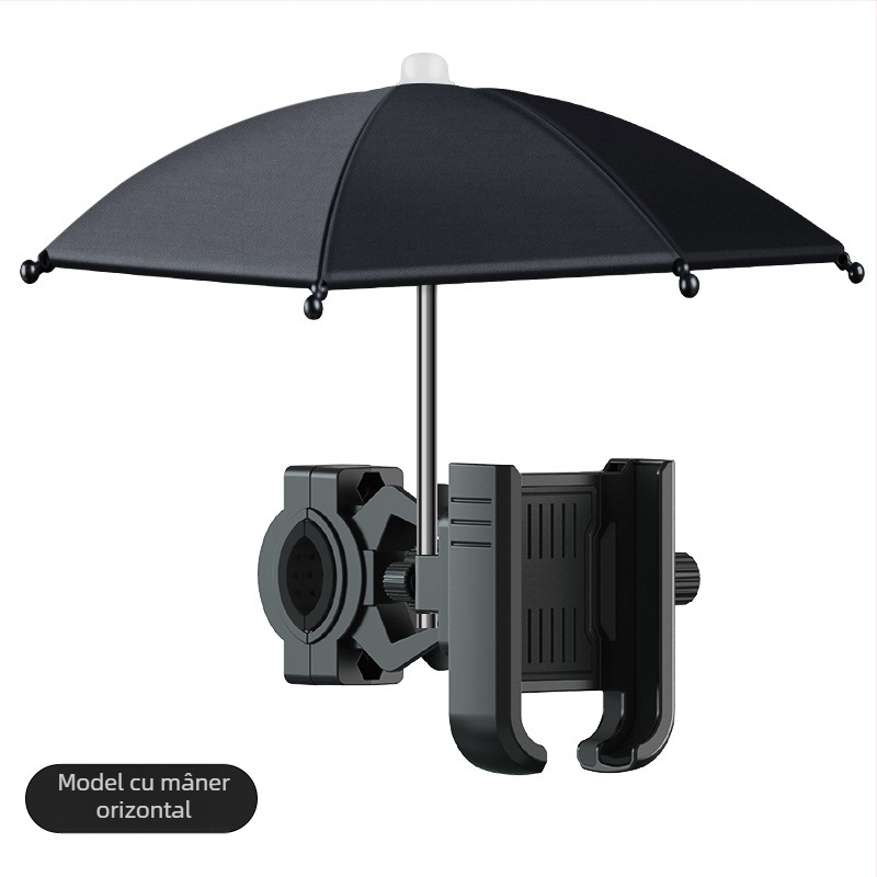 Suport pentru telefon auto/motocicletă cu umbrelă mică pentru protecție solară și ploaie, prindere cu clips, construcție din plastic, rezistent la apă, multifuncțional