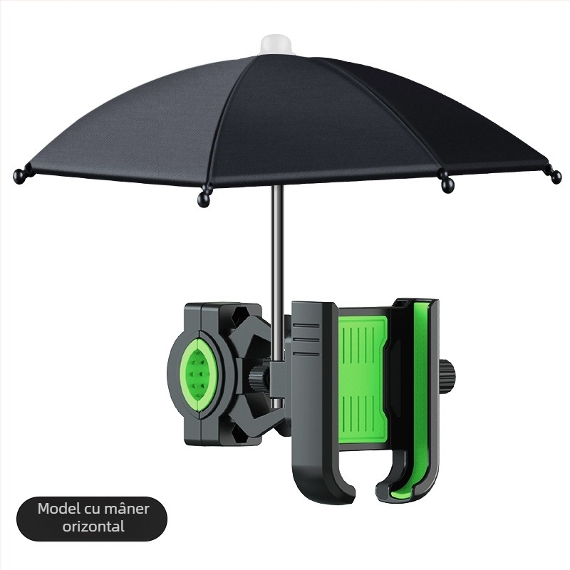 Suport pentru telefon auto/motocicletă cu umbrelă mică pentru protecție solară și ploaie, prindere cu clips, construcție din plastic, rezistent la apă, multifuncțional