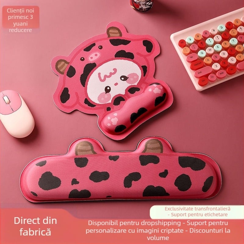 Padă de sprijin pentru încheietura mâinii cu temă Kirby, mică, unidirecțională din cauciuc, imprimare prin transfer termic, imprimare logo posibil, personalizare OEM