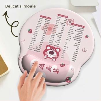 Panda Cartoon suport pentru încheieturi pentru tastatură și mouse – pernă din cauciuc cu spumă cu memorie, imprimare pe o singură față