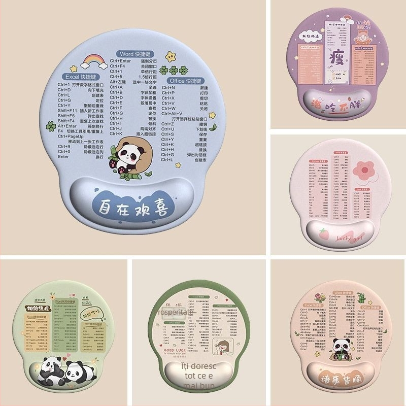 Panda Cartoon suport pentru încheieturi pentru tastatură și mouse – pernă din cauciuc cu spumă cu memorie, imprimare pe o singură față