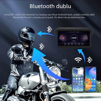 Mt12 înregistrator pentru motocicletă, unghi de vizualizare 140°, senzor 3MP, stocare pe card TF până la 256GB, alimentare 12V