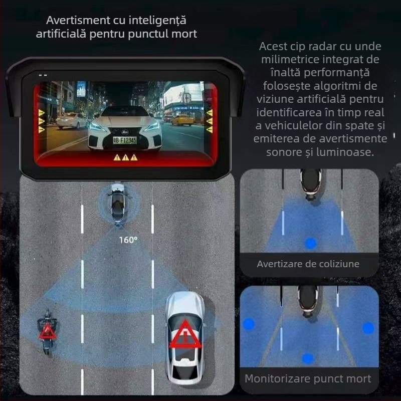Mt12 înregistrator pentru motocicletă, unghi de vizualizare 140°, senzor 3MP, stocare pe card TF până la 256GB, alimentare 12V