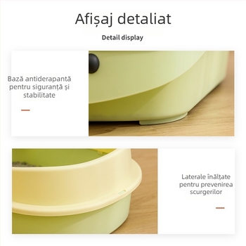 Cutie de nisip închisă în stil desenat, temă purcel pentru pisici, material PP, marcă New Favorite Cute