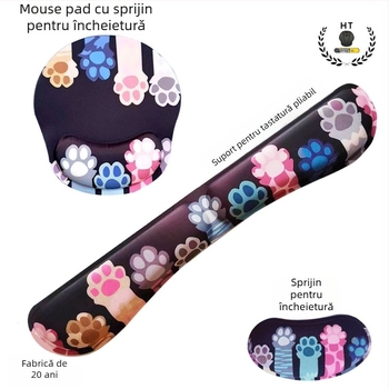 Suport pentru încheietură din spumă cu design labă de pisică pentru tastatură și mouse, unidirecțional, logo personalizat