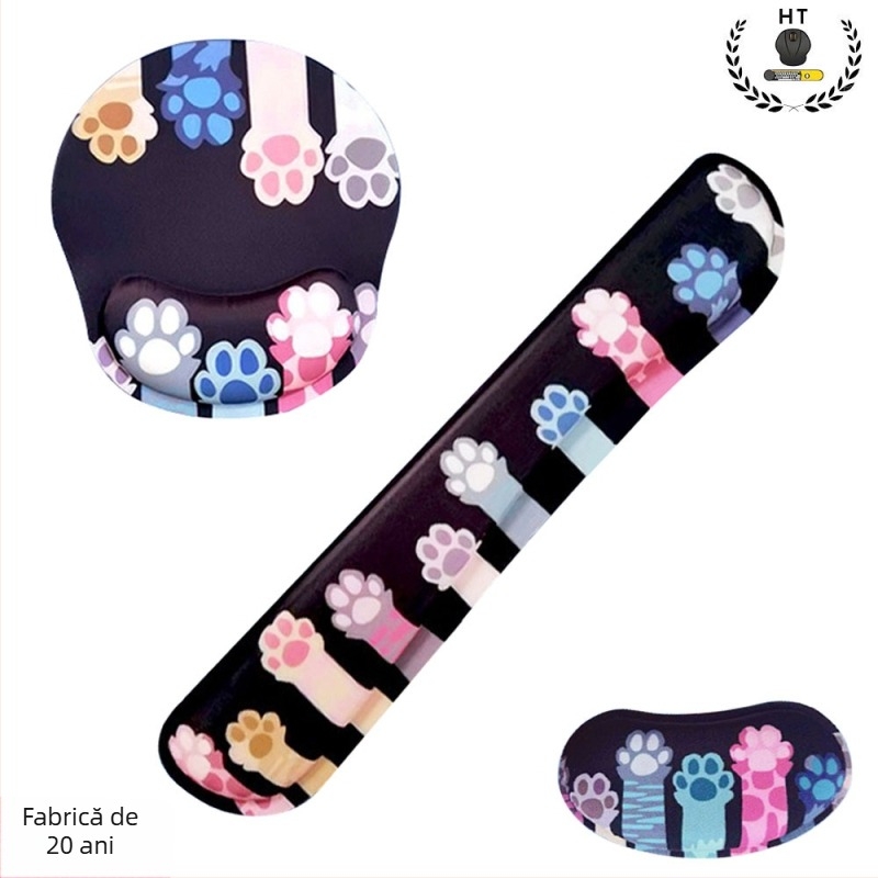 Suport pentru încheietură din spumă cu design labă de pisică pentru tastatură și mouse, unidirecțional, logo personalizat