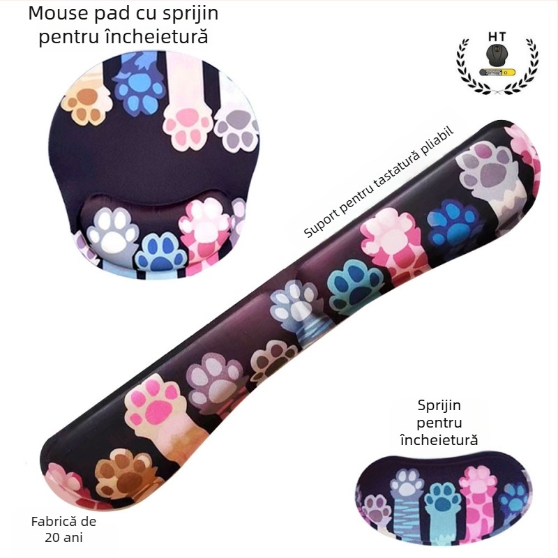 Suport pentru încheietură din spumă cu design labă de pisică pentru tastatură și mouse, unidirecțional, logo personalizat