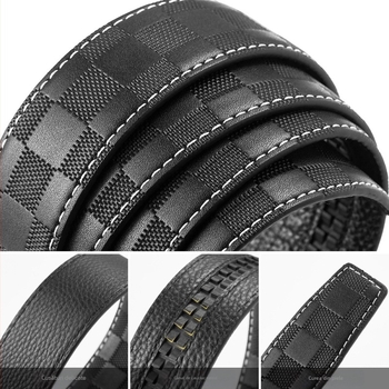 Dante curea bărbați din piele naturală, primul strat, model pătrățeles, cataramă din aliaj, închidere automată, stil business