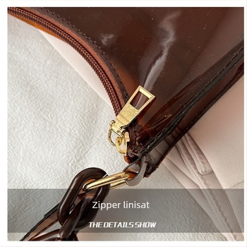 Notelli geantă pentru subraț din PVC – formă orizontală pătrată, fermoar, buzunar intern pentru telefon.