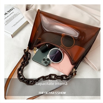 Notelli geantă pentru subraț din PVC – formă orizontală pătrată, fermoar, buzunar intern pentru telefon.