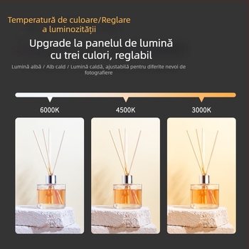 Cutie foto de studio pliabilă cu iluminare LED, model B40, include hârtie de fundal, greutate 2 kg