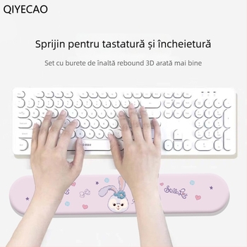 Padă pentru încheietura mouse – design cu iepuraș, suprafață din silicon antiderapant, țesătură mătăsoasă de tip lapte, o singură față, turnare la rece