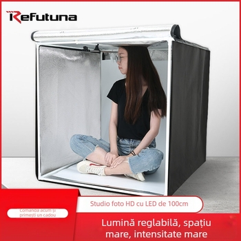 Set de iluminare LED pentru mic studio cu softbox | Material: poliester + placă LED | (Specificații: Mari; Greutate: 8,8 kg)