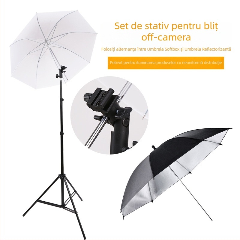 Umbrelă reflexivă pentru iluminare moale, pentru fotografie și transmisii video live (aliaj de aluminiu; sarcină maximă 2–5 kg; model: Reflective umbrella)