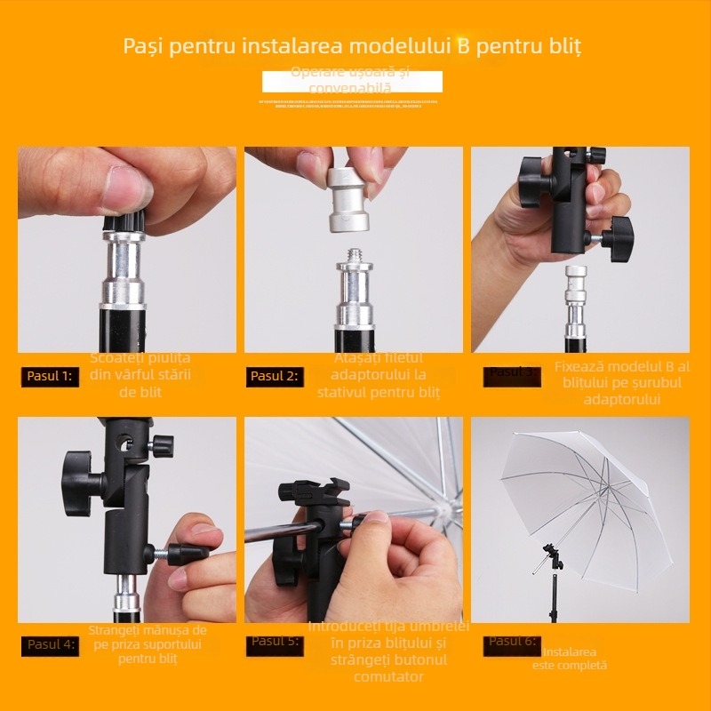 Umbrelă reflexivă pentru iluminare moale, pentru fotografie și transmisii video live (aliaj de aluminiu; sarcină maximă 2–5 kg; model: Reflective umbrella)