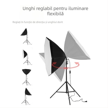 Cutie de lumină octogonală cu cap de lampă în stil umbrelă, pliabilă, 101–150W, 110–220V, pentru fotografie, streaming live, frumusețe