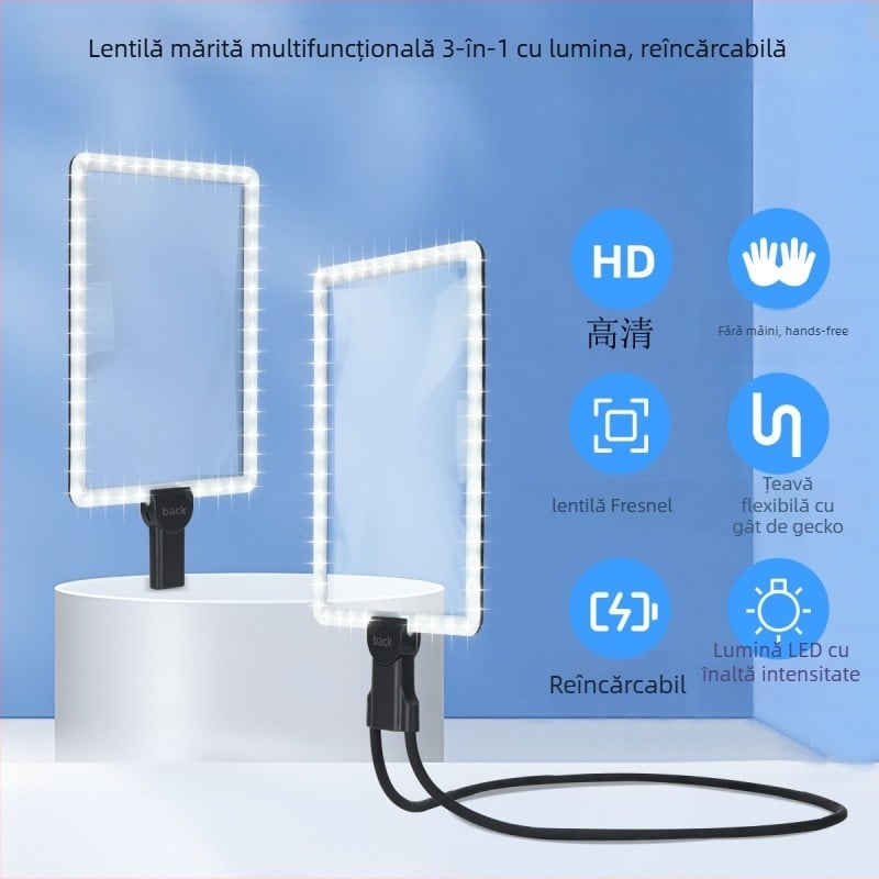 Lupă cu LED pentru gât, lentilă mare HD, pentru citit cărți și ziare — Vrplayers Vr05