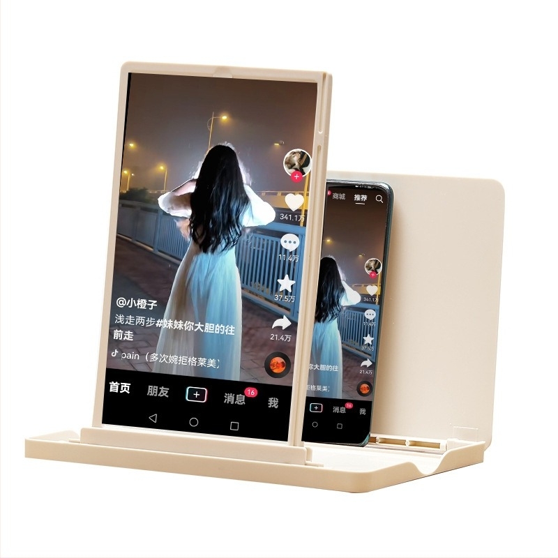 Suport de birou pentru telefon cu lupă de ecran (orizontală și verticală), Material: ABS + lentilă acrilică, Model BL-6609, Compatibilitate universală