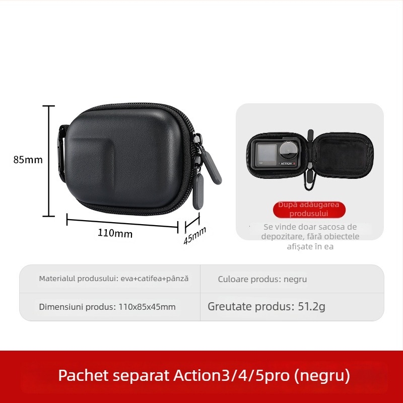 Husă de depozitare portabilă pentru DJI Osmo Action 5 Pro/4/3 și camere GoPro
