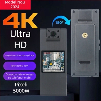 Cameră corp pentru aplicarea legii, 4K 2160P, unghi de vizualizare 90°, Wi-Fi, ieșire USB/HDMI, suport TF până la 128 GB