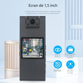 Cameră corp pentru aplicarea legii, 4K 2160P, unghi de vizualizare 90°, Wi-Fi, ieșire USB/HDMI, suport TF până la 128 GB