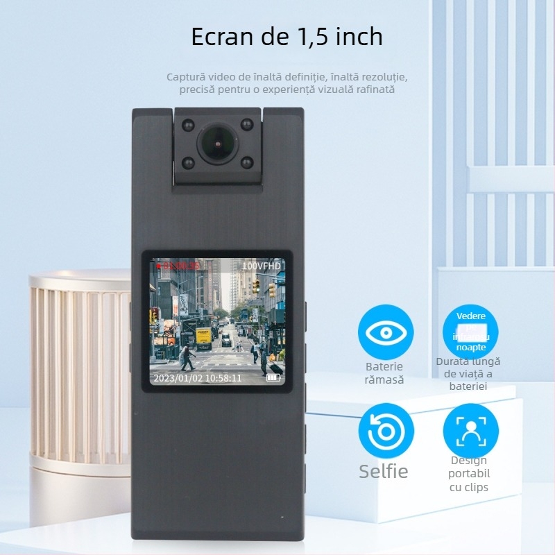 Cameră corp pentru aplicarea legii, 4K 2160P, unghi de vizualizare 90°, Wi-Fi, ieșire USB/HDMI, suport TF până la 128 GB