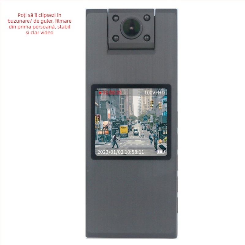 Cameră corp pentru aplicarea legii, 4K 2160P, unghi de vizualizare 90°, Wi-Fi, ieșire USB/HDMI, suport TF până la 128 GB