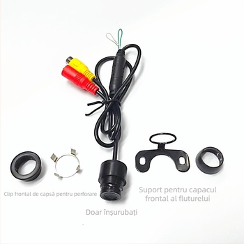 Cameră de mers înainte/înapoi cu dublu obiectiv pentru autovehicule 12V, HD 18.5, 688x488, CVBS, reglabilă la 90°