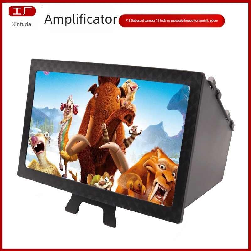Suport pentru amplificator de ecran pentru telefon, lupă pliabilă, umbire pe trei laturi, model F13, lentile HD ABS
