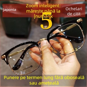 Ochelari de lectura 2 în 1 cu lentile de înaltă definiție, oglindă, anti-lumină albastră, 16x mărire pentru vederea persoanelor de vârstă mijlocie și în vârstă