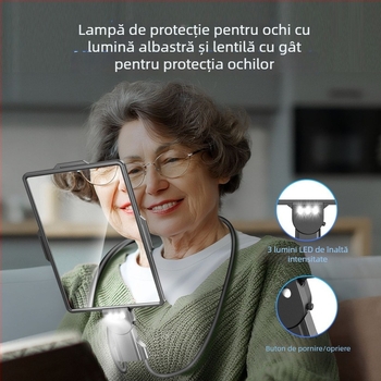 Lupă de lectură pentru gât cu iluminare — mărire HD, folosire fără mâini, orientare orizontală/verticală, Vrplayers