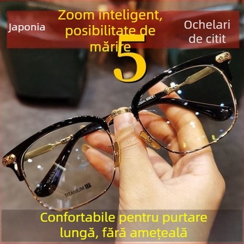 Ochelari de lectură cu design dual, optică HD, protecție împotriva luminii albastre, mărire 16x