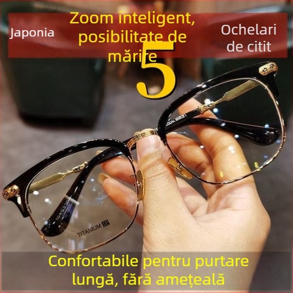 Ochelari de lectură cu design dual, optică HD, protecție împotriva luminii albastre, mărire 16x