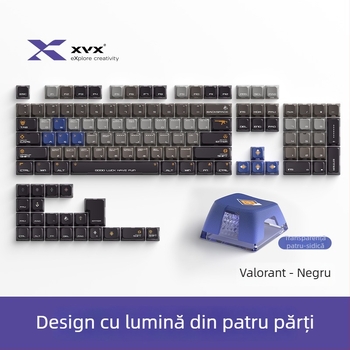 XVX Fearless Contract – Tema Aurora, Set capace taste, Material PBT+PC, 125 taste, Iluminare RGB, Sublimație în două culori, Compatibil cu switch-uri MX