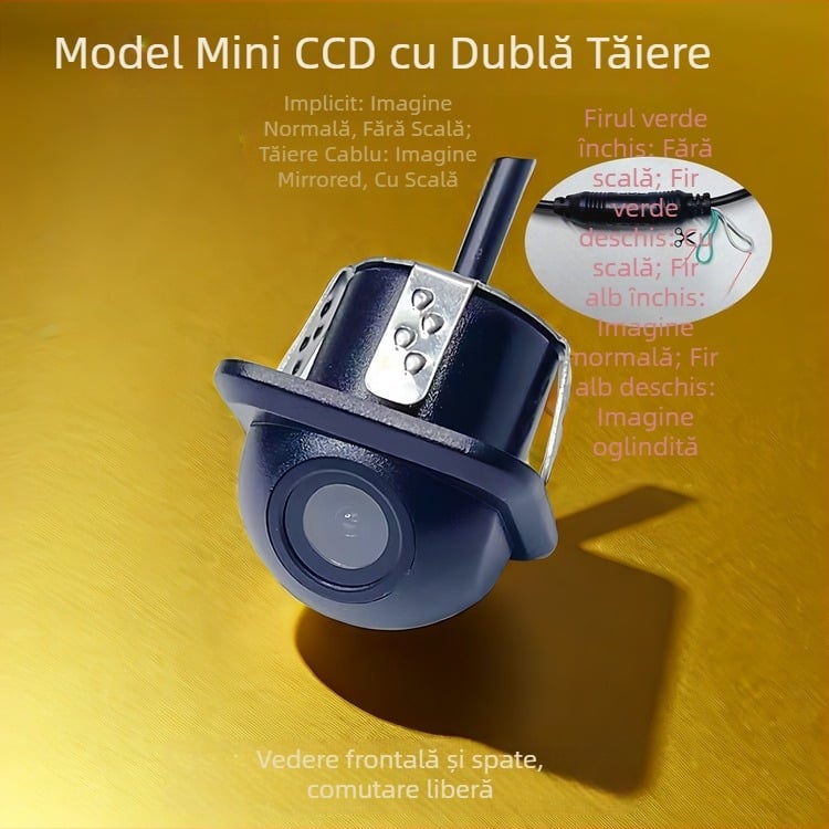 Cameră auto CCD cu comutare dublă, cupolă, vedere la mers înapoi, unghi larg