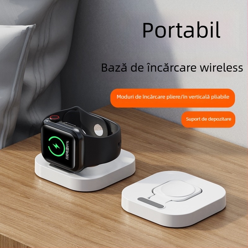 Încărcător wireless magnetic pliabil pentru Apple Watch Series 3–6 și SE, 5W ieșire, QC3.0