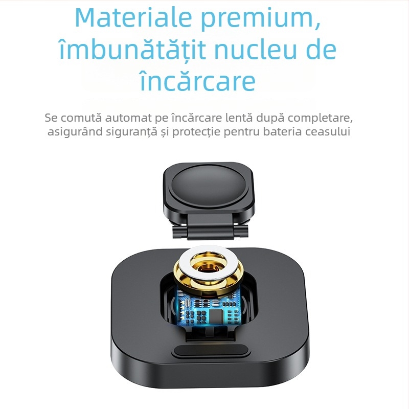 Încărcător wireless magnetic pliabil pentru Apple Watch Series 3–6 și SE, 5W ieșire, QC3.0