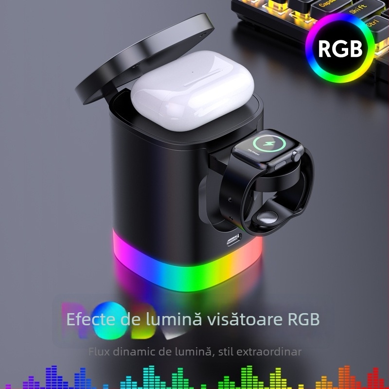 Încărcător wireless magnetic 3 în 1, pliabil pentru birou cu MagSafe, max. 15W, USB-C