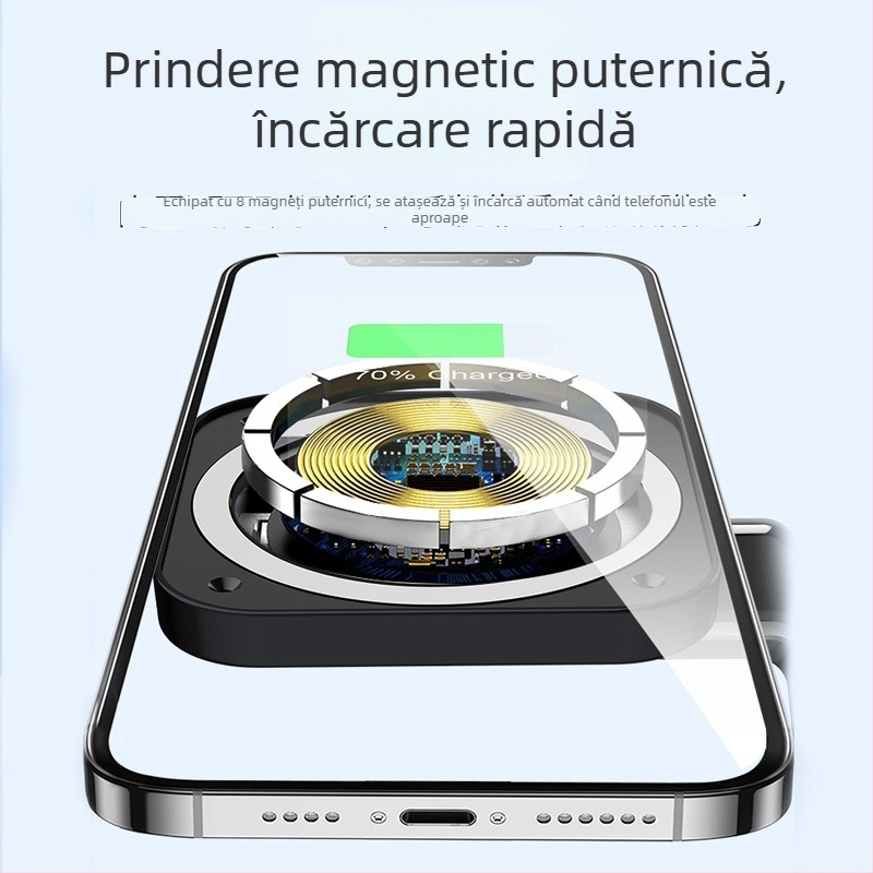 Încărcător wireless magnetic 3 în 1 pentru Apple Watch și AirPods (putere totală 27W, încărcare magnetică, QC3.0, 9V/3A)