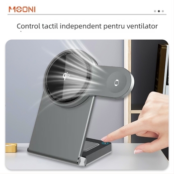Suport de încărcare wireless 3-în-1 cu disipare termică eficientă pentru iPhone, Apple Watch și AirPods; putere maximă de 15W; încărcare magnetică; protocol QC4.0; design pliabil și portabil