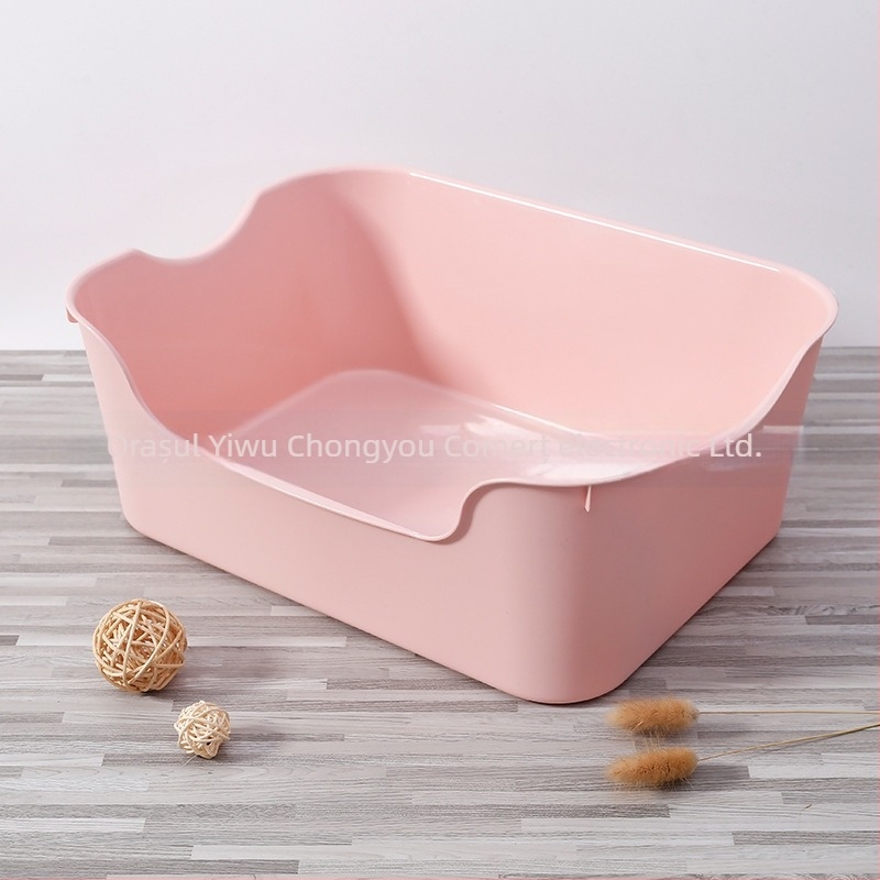 Cutie de nisip pentru pisici, design semiînchis, înălțată, margine anti-strop, material PP, pentru pisici