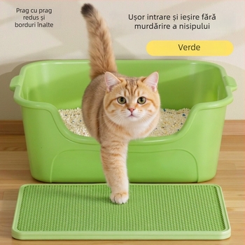 Litter box pentru pisici, design deschis, anti-stropire, semiînchis, material PP, brand Seven Oh