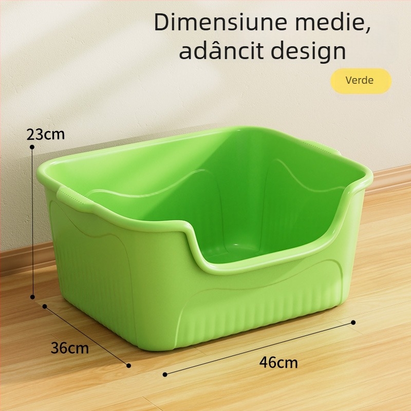 Litter box pentru pisici, design deschis, anti-stropire, semiînchis, material PP, brand Seven Oh