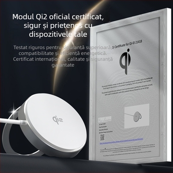 Încărcător wireless Qi2 cu suport – 15W încărcare rapidă fără fir, magnetică, din aliaj de aluminiu, QC3.0, pentru Q20