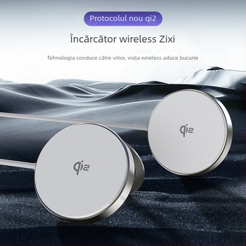 Încărcător wireless Qi2 cu suport – 15W încărcare rapidă fără fir, magnetică, din aliaj de aluminiu, QC3.0, pentru Q20