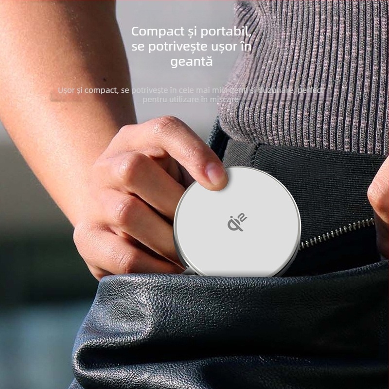 Încărcător wireless Qi2 cu suport – 15W încărcare rapidă fără fir, magnetică, din aliaj de aluminiu, QC3.0, pentru Q20