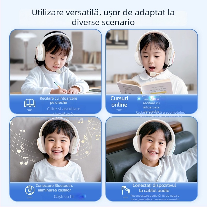 Căști Bluetooth cu ANC pentru elevi — Gen 3 MF-T30, purtate pe cap, învățare de recitare