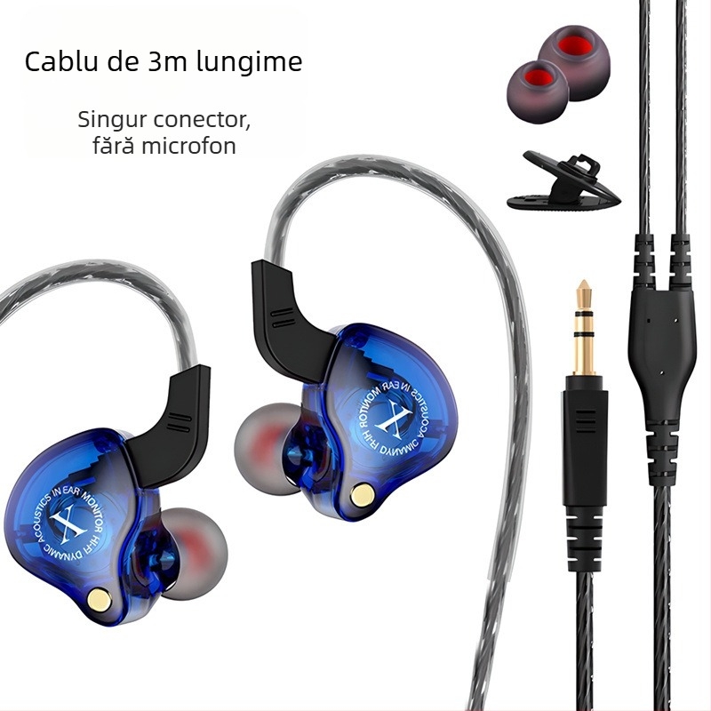 Căști cu fir pentru monitorizare in-ear pentru streameri, monitor dedicat cu placă de sunet pentru computer, 3,5 mm, 20–20000 Hz, 16 Ω
