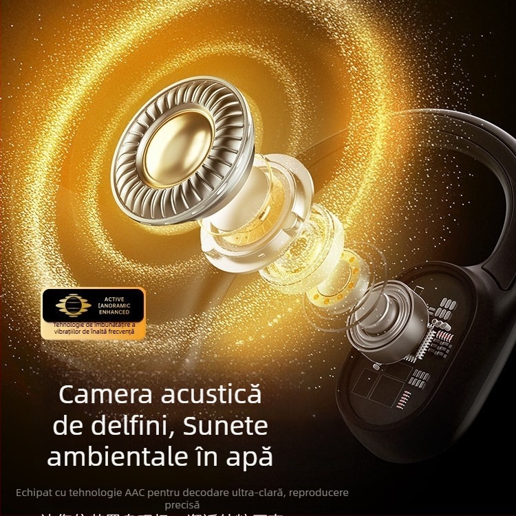 Căști cu conductivitate osoasă, prindere pe ureche, design sport, Bluetooth 5.4, IPX8, autonomie baterie 4–8 h