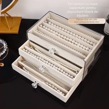 Cutie pentru bijuterii cu sertar – stil minimalist, velur + PS, construcție moale